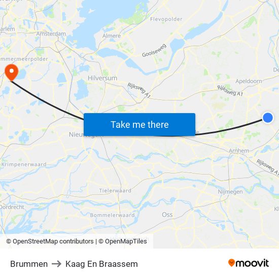 Brummen to Kaag En Braassem map