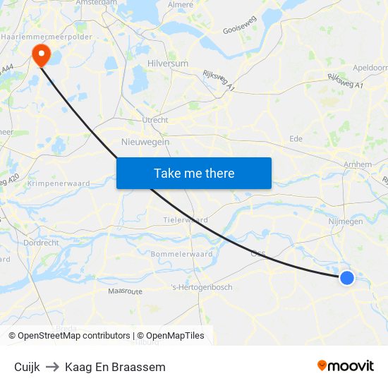 Cuijk to Kaag En Braassem map