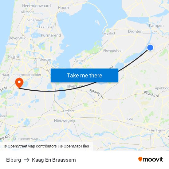 Elburg to Kaag En Braassem map