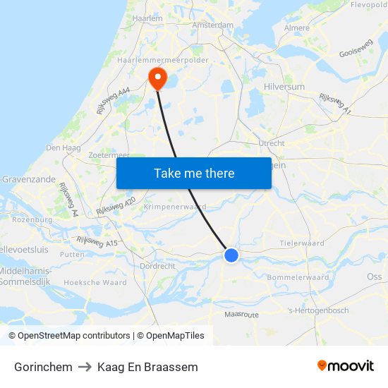 Gorinchem to Kaag En Braassem map