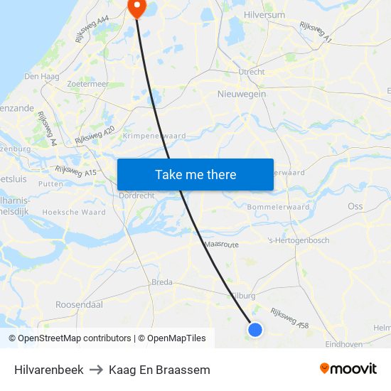 Hilvarenbeek to Kaag En Braassem map