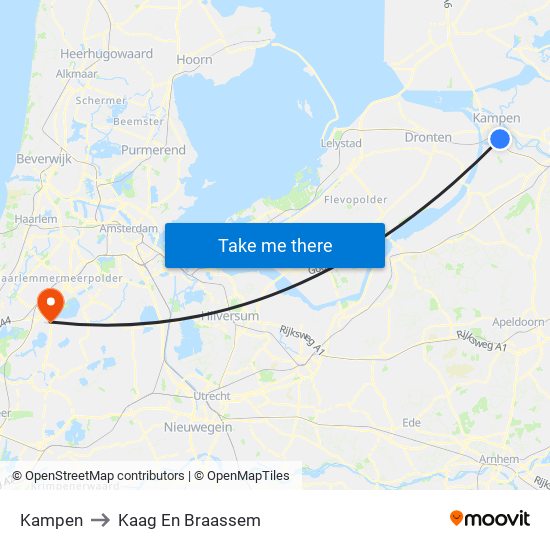 Kampen to Kaag En Braassem map