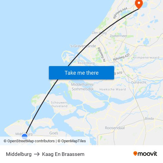 Middelburg to Kaag En Braassem map