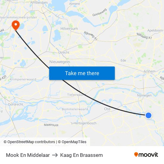Mook En Middelaar to Kaag En Braassem map