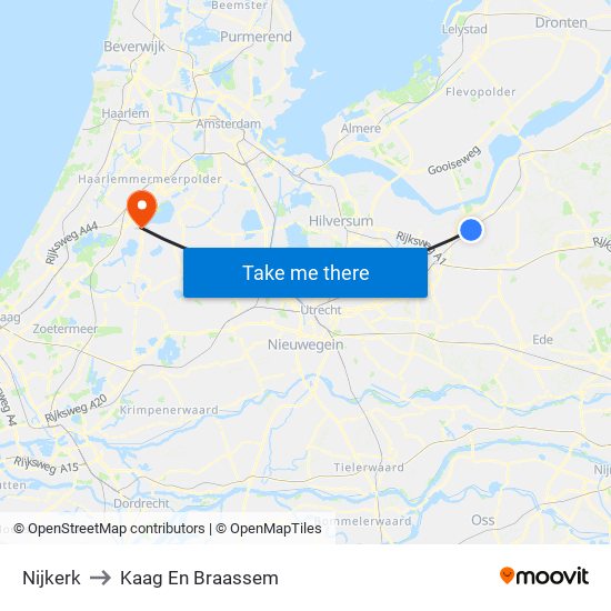 Nijkerk to Kaag En Braassem map