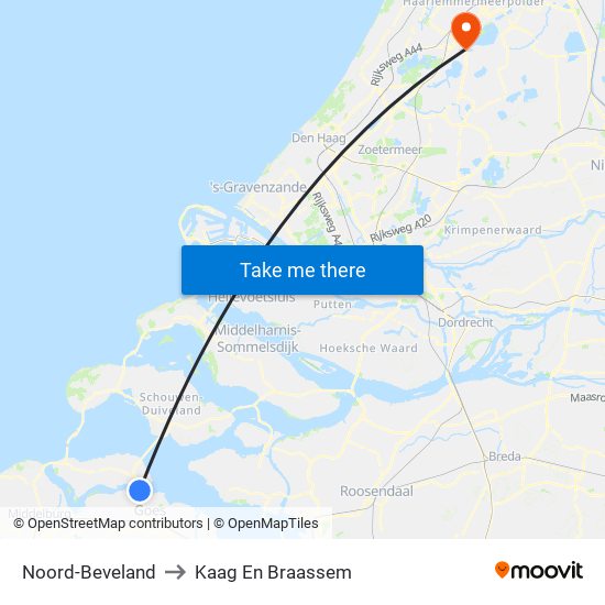 Noord-Beveland to Kaag En Braassem map