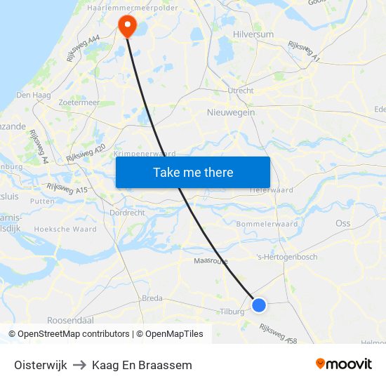 Oisterwijk to Kaag En Braassem map