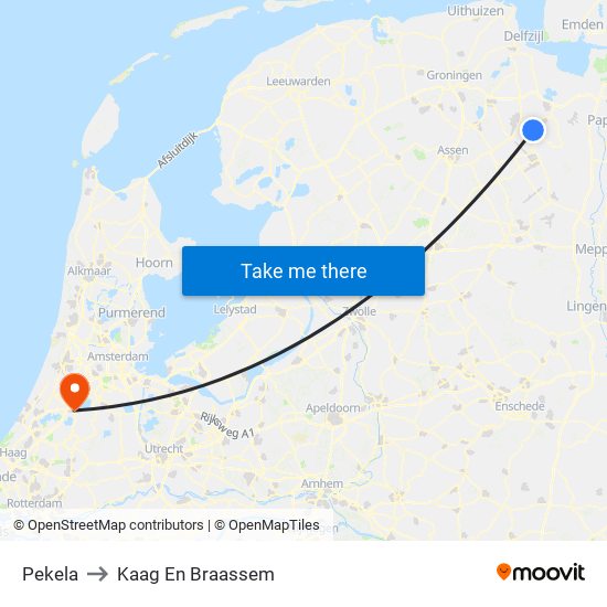 Pekela to Kaag En Braassem map