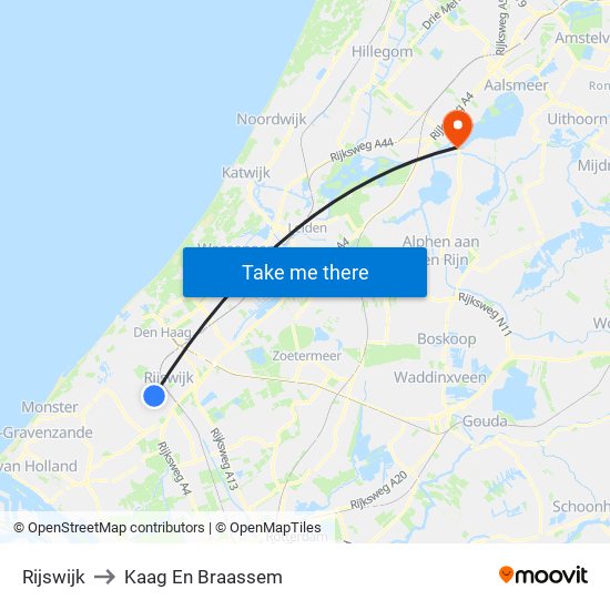Rijswijk to Kaag En Braassem map