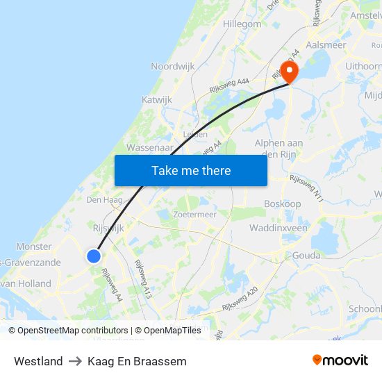 Westland to Kaag En Braassem map