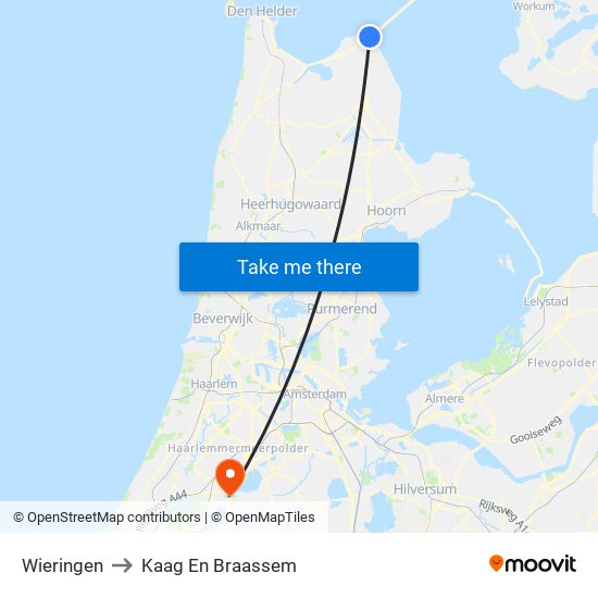 Wieringen to Kaag En Braassem map