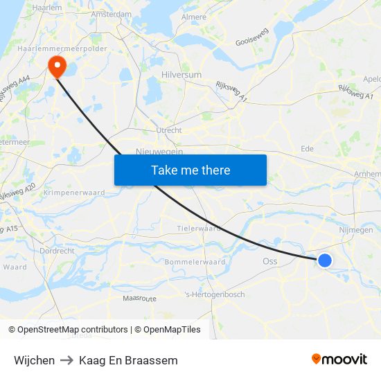 Wijchen to Kaag En Braassem map