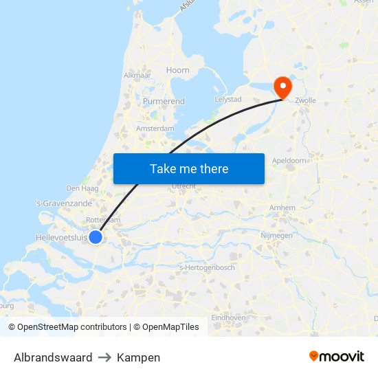 Albrandswaard to Kampen map