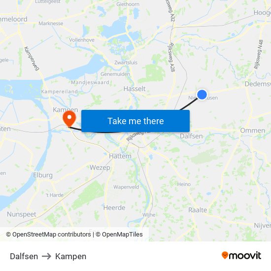 Dalfsen to Kampen map