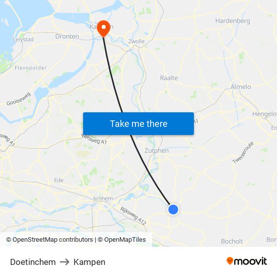 Doetinchem to Kampen map