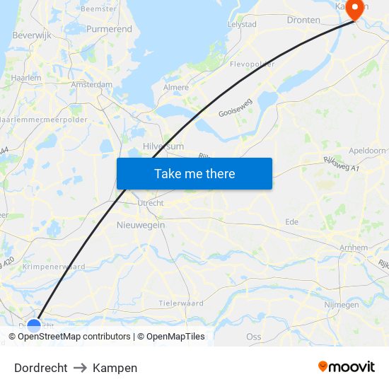 Dordrecht to Kampen map