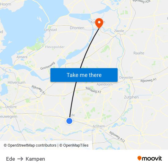 Ede to Kampen map