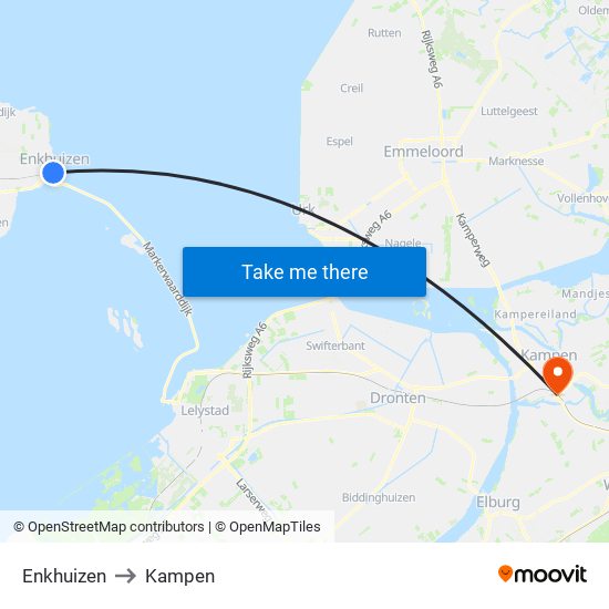 Enkhuizen to Kampen map