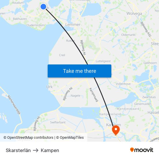 Skarsterlân to Kampen map