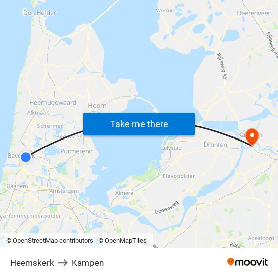 Heemskerk to Kampen map