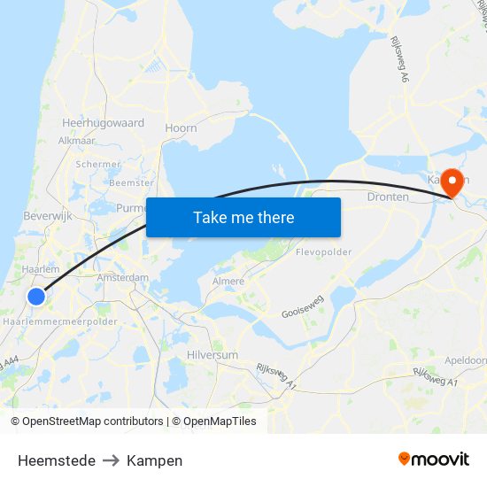 Heemstede to Kampen map