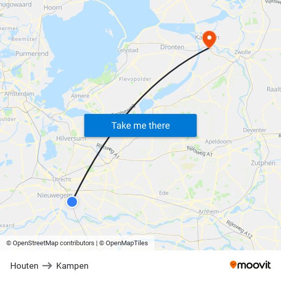 Houten to Kampen map