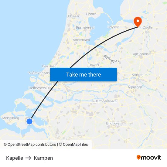 Kapelle to Kampen map