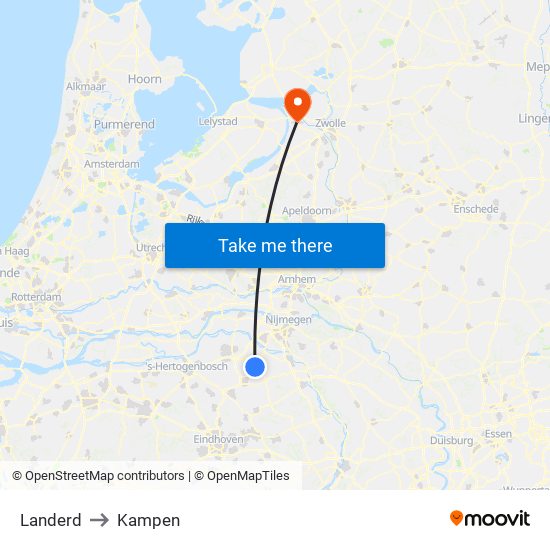 Landerd to Kampen map