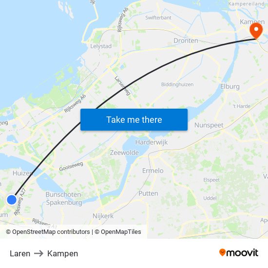 Laren to Kampen map