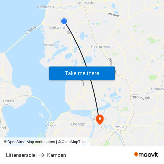 Littenseradiel to Kampen map