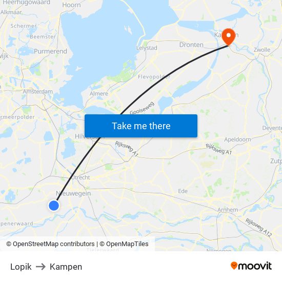 Lopik to Kampen map