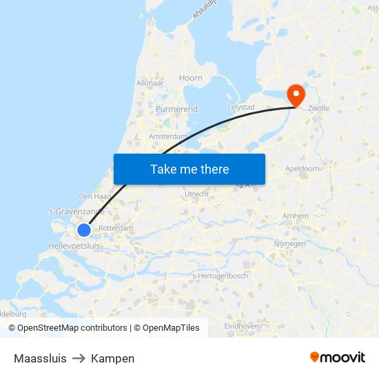Maassluis to Kampen map