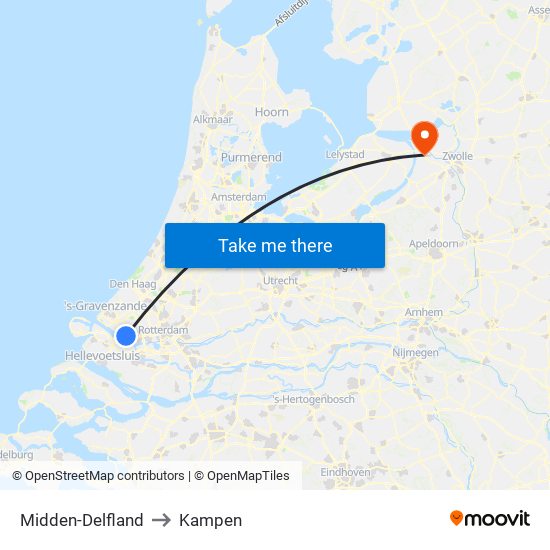 Midden-Delfland to Kampen map