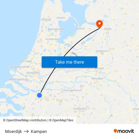 Moerdijk to Kampen map