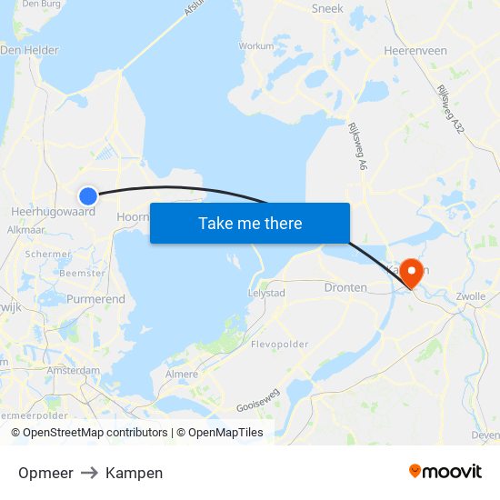 Opmeer to Kampen map