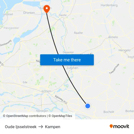 Oude Ijsselstreek to Kampen map