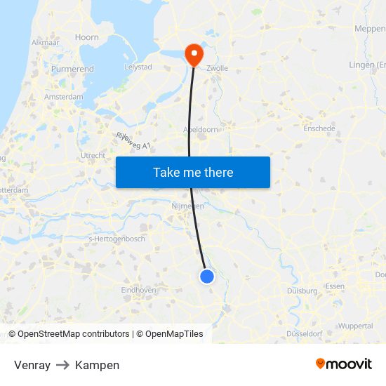 Venray to Kampen map