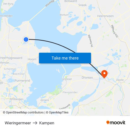 Wieringermeer to Kampen map