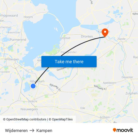 Wijdemeren to Kampen map