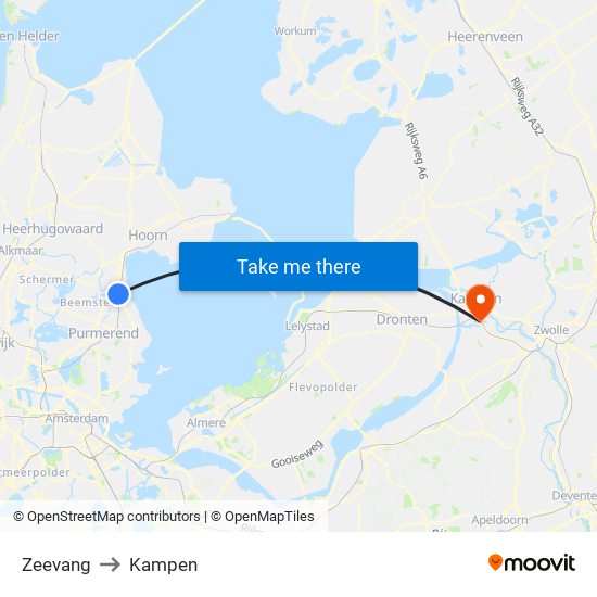 Zeevang to Kampen map