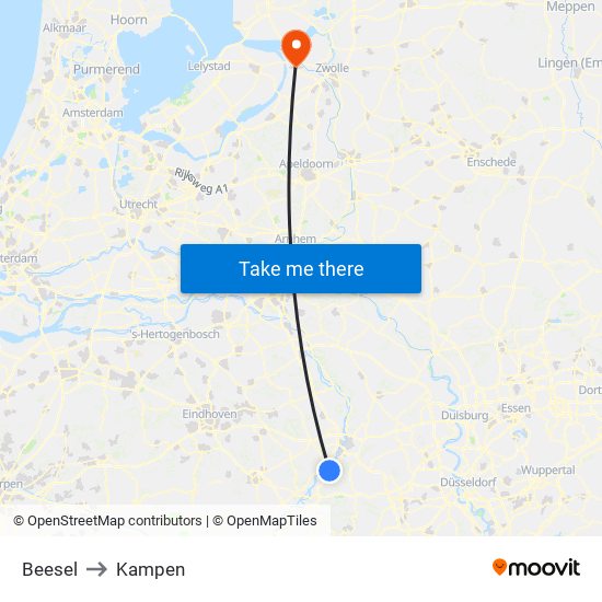 Beesel to Kampen map