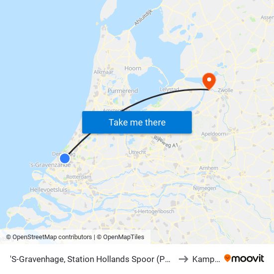 'S-Gravenhage, Station Hollands Spoor (Perron A) to Kampen map