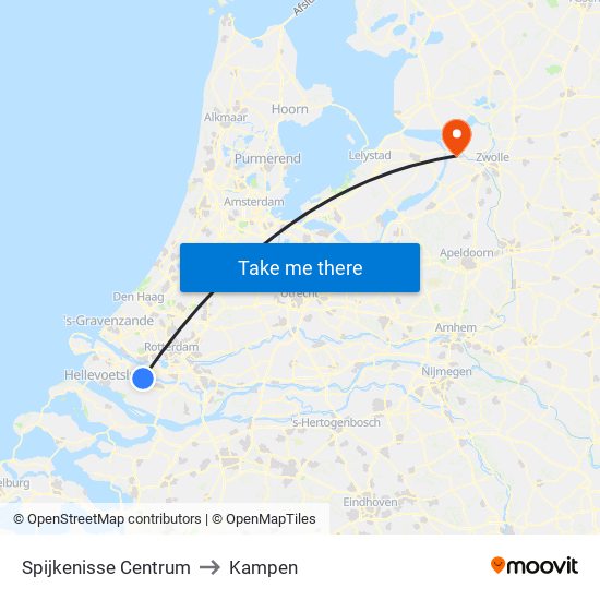 Spijkenisse Centrum to Kampen map