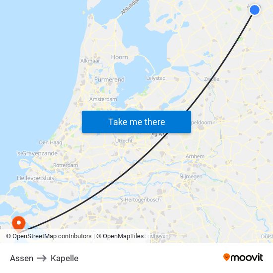 Assen to Kapelle map