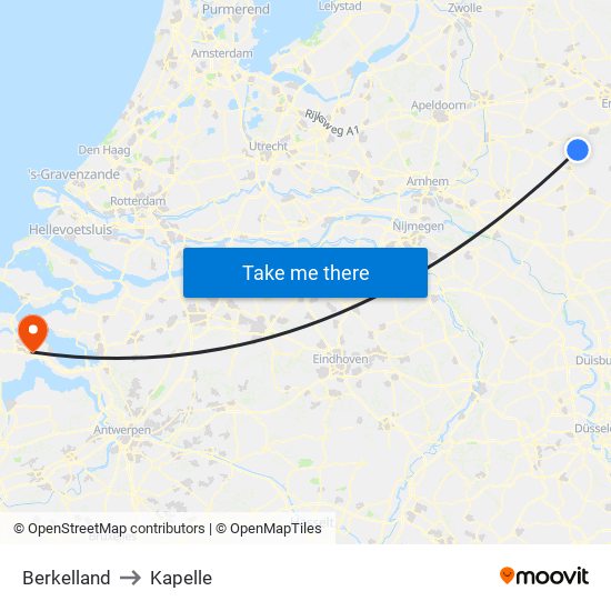 Berkelland to Kapelle map