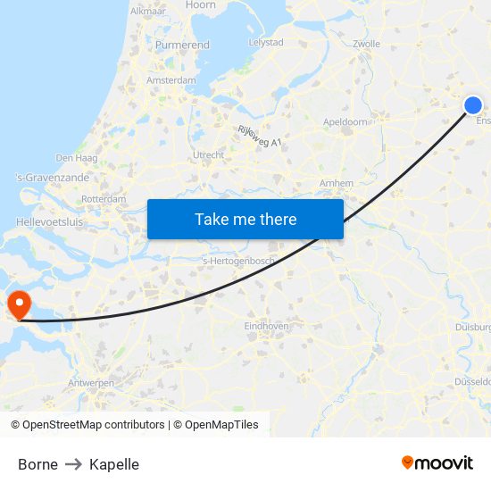 Borne to Kapelle map