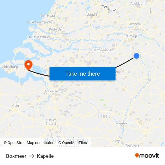 Boxmeer to Kapelle map