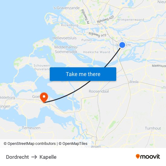 Dordrecht to Kapelle map