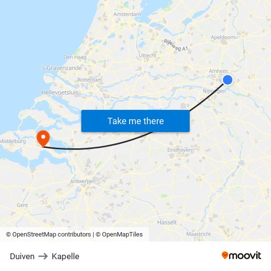 Duiven to Kapelle map