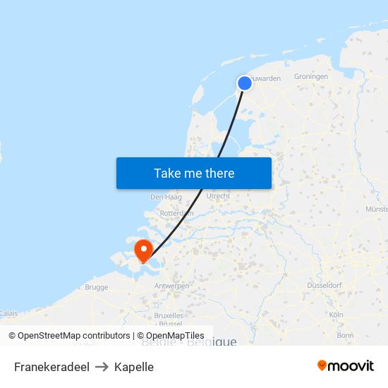 Franekeradeel to Kapelle map